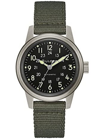 [Bulova] 自動巻き腕時計 Bulova Curv ミリタリーハックウォッチ。 96A259 グリーン