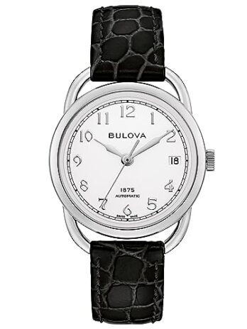 Bulova レディース Joseph Commodore 限定版 自動巻きブラックレザーウォッチ | 34.4mm | 96M152, クラシック