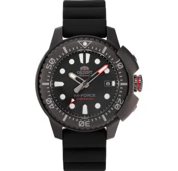 Orient メンズ 日本製自動巻き M-Force AC0L ISO 6425 ダイバーズウォッチ, ブラック, ダイビングウォッチ。