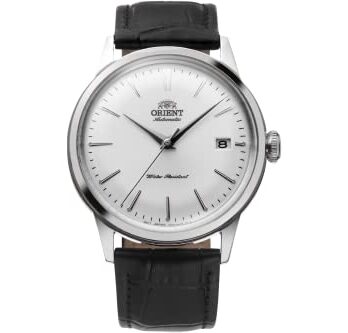 Orient 日本製自動巻き/手巻き 38mm ドレスウォッチ バンビーノ バージョン 7, ホワイト(シルバー)。, ドレス