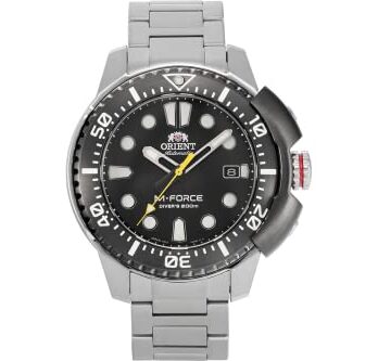 ORIENT 腕時計 M-Force AC0L ステンレススチール 日本製自動/手巻き ISO6425準拠 200m対応 反射防止サファイアクリスタル採用 型式:RA-AC0L001B00B, ブラック, ダイビングウォッチ。