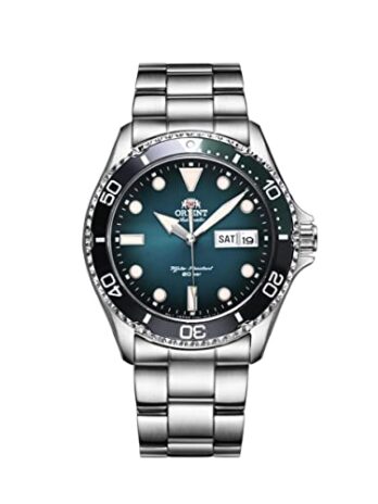 Orient 自動巻き腕時計 メンズ Kamasu II ダイブウォッチ アウトドア アクティビティ 腕時計 ブラック バイカラー 回転ベゼル ステンレススチール スポーツギフト 彼に RA-AA0811E19B ブルーグリーン ダイバーズ, ブルー-グリーン, ダイバー。