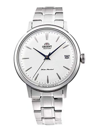 Orient 「バンビーノバージョン5S」日本製自動巻き/手巻きドレスウォッチ 36.5 mm ホワイト