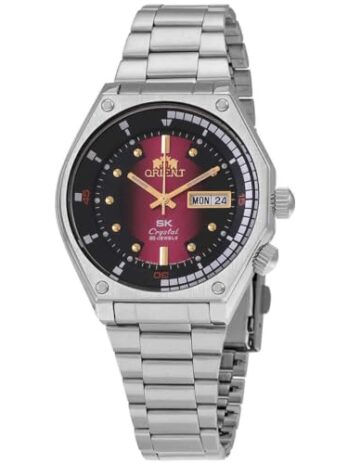 Orient 自動巻きピンク/ブラックダイヤル ステンレススチール メンズ腕時計 RA-AA0B02 R、モダン, モダン
