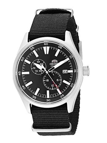 Orient メンズ ステンレススチール 日本製自動/手巻きフィールドウォッチ ブラック