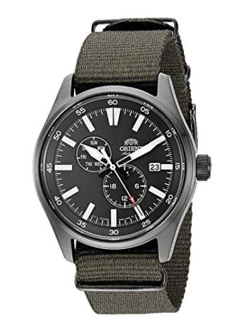 Orient メンズ ステンレス日本製自動巻き/手巻きフィールドウォッチ, グレー, 日本製。
