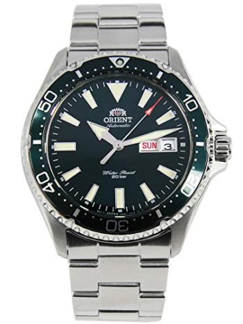 Orient メンズ ダイビング スポーツ 自動巻き 200m 腕時計 グリーンダイヤル スチールブレスレット RA-AA0004E, グリーン
