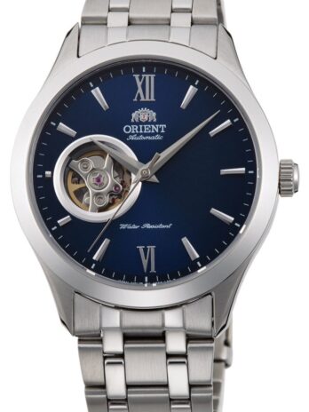 ORIENT ゴールデンアイズ 2インチ クラシック 自動巻き セミスケルトン サファイアガラス 腕時計 ブルーダイヤル AG03001D, ブルー, 自動巻き。