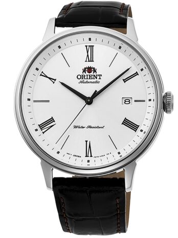 Orient”RA-AC0J-R” オープンハート 日本製自動/手巻きドレスウォッチ, ホワイト (レザーストラップ), レザーストラップ。