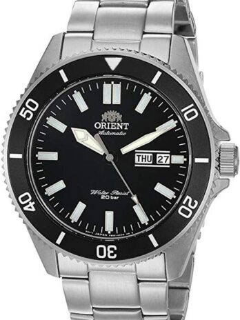 Orient メンズ腕時計 「Kanno」ステンレススチール ダイビングスタイル メンズ 日本自動メンズ腕時計 ゴムとメタルバンド, ブラック – メタルブレスレット。, ダイビングウォッチ、ダイビング。