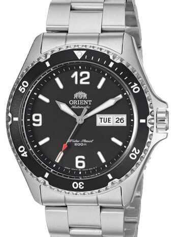 Orient メンズ「Mako II」日本製自動巻き/手巻きステンレススチール200メートルダイビングウォッチ, ブラック, 日本語