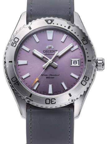 ORIENT 日本製自動巻き/後巻き40mmダイバースタイル腕時計 サファイアクリスタル付き, ライラック, 日本語