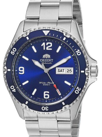Orient メンズ「Mako II」日本製自動巻き/手巻きステンレススチール200メートルダイビングウォッチ, ブルー, 日本製。