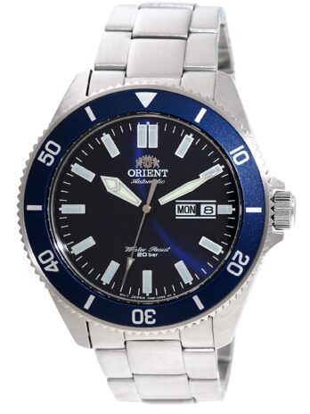 ORIENT メンズ ダイビング スポーツ 自動 200m 腕時計 ブルーダイヤル スチールブレスレット RA-AA0009L