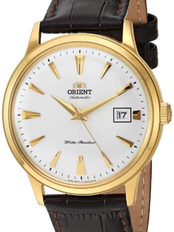 Orient 日本製自動巻き/手巻きステンレススチールクラシックウォッチ 40.5mm, ホワイト – ゴールド, ゴールド。