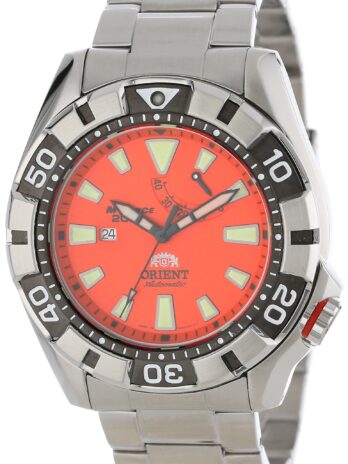 Orient メンズ SEL03002M0M-Force ステンレススチールウォッチ リンクブレスレット付き, オレンジ, 自動巻、ダイブウォッチ。