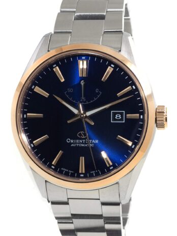 Orient Star パワーリザーブ ベーシック デイト 限定版 ローズゴールドブルーダイヤル サファイアガラス RE-AU0406L