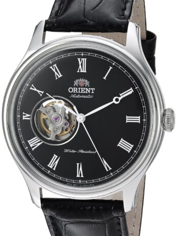 Orient メンズ Envoy 日本製自動巻き/手巻きムーブメント ステンレススチールレザードレスウォッチ, ブラック, 日本製。