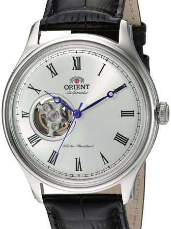 Orient メンズ Envoy 日本製自動巻き/手巻きムーブメント ステンレススチールレザードレスウォッチ, ホワイト, 日本製。
