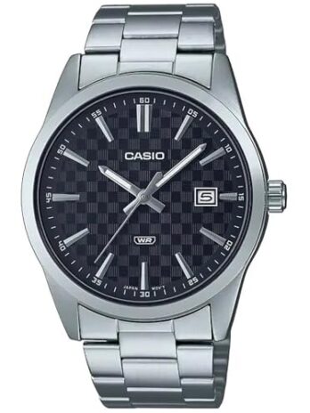 カシオ メンズウォッチ – MTP-VD02B-1EUDF ブラックダイヤル, シルバー / ブラック, ブレスレット