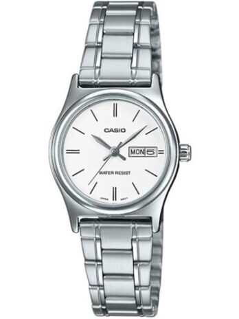Casio LTP-V006D-7B2 Women’s Standard Stainless Steel White Dial Day Date Watch