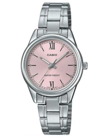 Casio LTP-V005D-4B2 レディース標準ステンレススチールピンクダイヤル 3針アナログ腕時計