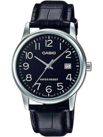 Casio Men’s MTPV002L-1B Silver Leather Japanese Quartz Fashion Watch