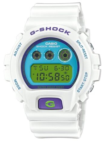 カシオ G-Shock クレイジーカラー ホワイトレジン デジタル腕時計 DW-6900RCS-7, ホワイト, スポーツ。