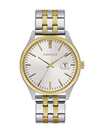 Caravelle Men’s Quartz Stainless Steel Dress Watch, Color:Two Tone (Model: 45B148)