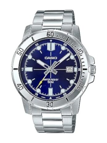 Casio MTP-VD01D-2EV Men’s Enticer Stainless Steel Blue Dial Casual Analog Sporty Watch