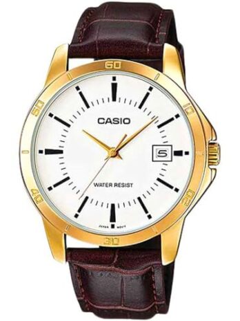 Casio メンズ MTP-V004GL-7 日付クォーツウォッチ 本革ストラップ