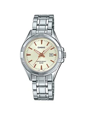 Casio LTP1308D-9AV レディースステンレススチールアナログ日付シャンパンダイヤルウォッチ