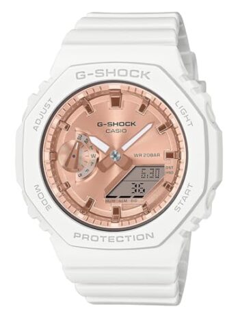 カシオ GMAS2100MD-7A レディース アラーム クロノグラフ アナログ デジタル スリム G ショックウォッチ ホワイト, ホワイト