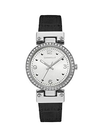 Caravelle Design by Bulova レディース ステンレススチール クォーツウォッチ レザークロコダイルストラップ ホワイト 16 (モデル:43L208)