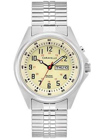 Caravelle トラディショナルクォーツ メンズ ステンレススチール シルバートーン 拡張ライトアップ、シルバートーン(モデル:43C124), シルバー