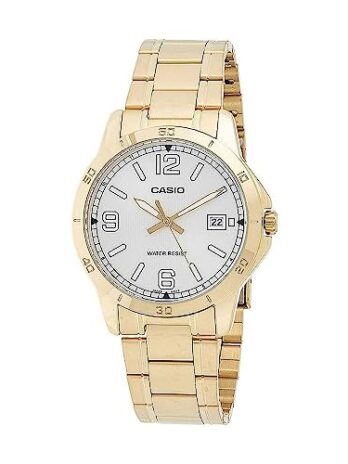 Casio MTP-V004G-7B2 Men’s Dress Gold Tone Stainless Steel Silver Dial Analog Date Watch