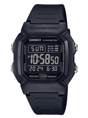 Casio Men’s Quartz Watch with Resin Strap, Black, 17 (Model: W-800H-1BVCF)