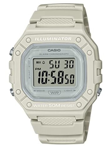 CASIO カシオ W-218HC くすみカラー スモーキーカラー ニュアンスカラー 薄型 軽量 防水 スクエア デジタル 四角 メンズ レディース キッズ チープカシオ (グレージュ)
