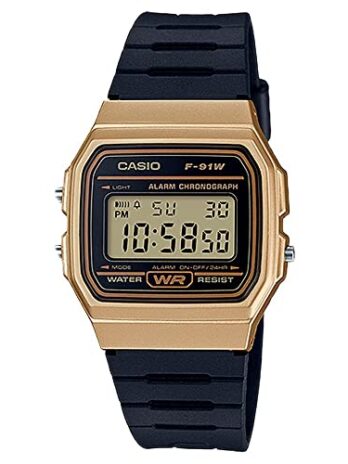 CASIO メンズ クラシック クォーツ メタル&樹脂製カジュアル腕時計 ブラック (モデル: F-91WM-9ACF)。