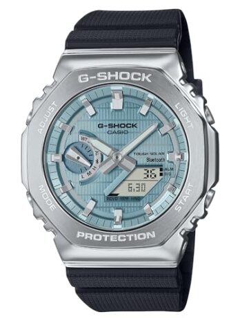 G-Shock Casio G-Steel ソーラー接続ブルーダイヤル ブラック樹脂ストラップウォッチ – GBM2100A-1A2, ブルー, モダン
