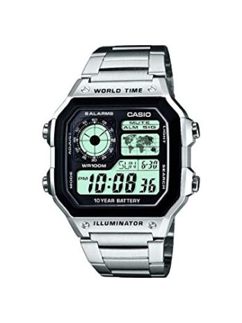 Casio – AE-1200WHD-1AVEF – Collection – Montre Homme – Quartz Digital – Cadran Noir – Bracelet Acier Argent