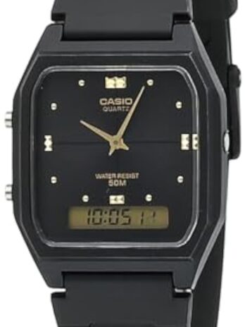 カシオ #AW48HE-1AV メンズブラック樹脂バンド アナログデジタルデュアルタイムゾーンウォッチ