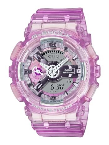 G-Shock Casio GMAS110VW-4A 半透明スケルトンピンクアナログデジタル腕時計, ピンク