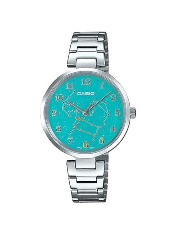 Casio LTP-E07D-3A レディース ステンレススチール グリーン 双子座 モチーフ ダイヤル アナログ 腕時計