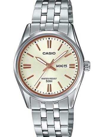 カシオ LTP1335D-9AV レディース標準ドレスアナログステンレススチール曜日日付ゴールドダイヤルウォッチ