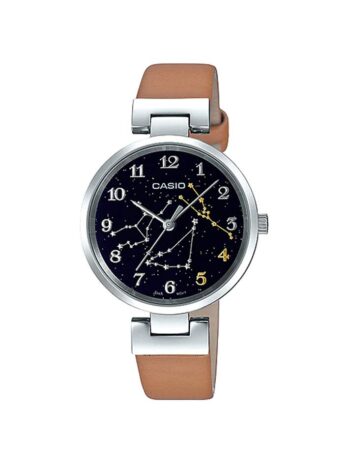 Casio LTP-E11L-5A1 Women’s Leather Band Black Taurus Zodiac Motif Dial Analog Watch