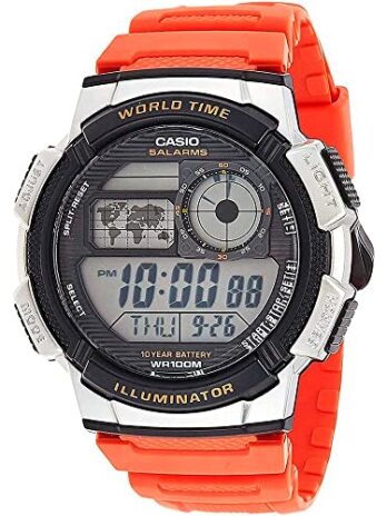 カシオ 10年バッテリー クォーツ メンズ 自動巻腕時計 樹脂 (モデル: AE1000W-2AV) オレンジ
