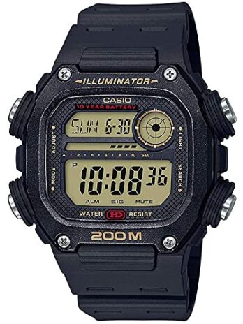 Casio 10年バッテリークォーツ腕時計 樹脂ストラップ付き、ブラック、27.2 (モデル:DW-291H-9AVCF), ブラック, Adult, DW-291H-9AVCF
