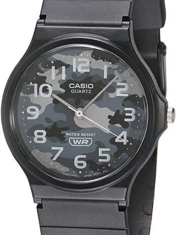 カシオ MQ24-8CL メンズ カジュアル ブラック ラバーストラップ グレー 迷彩ダイヤル 3針 アナログ ウォッチ ブラック, ブラック///ホワイト, ブレスレット