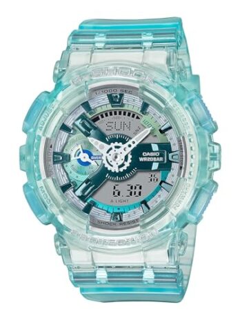 G-Shock Casio GMAS110VW-2A 半透明スケルトン ライトブルー アナログデジタル腕時計, ライトブルー